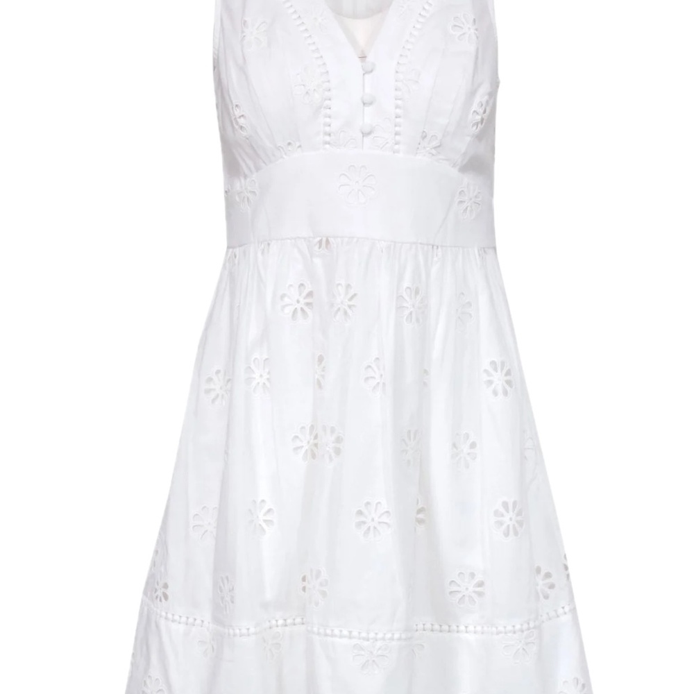 Kate Spade V-Neck White Eyelet A-Line Dress